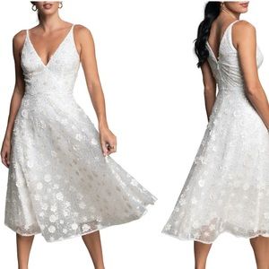 Dress the Population floral appliqué